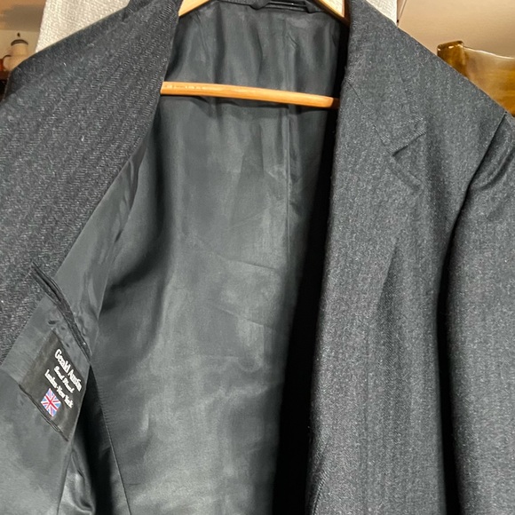 Gerald Austin Grey Herringbone Top Trench Coat 40 - Picture 10 of 11